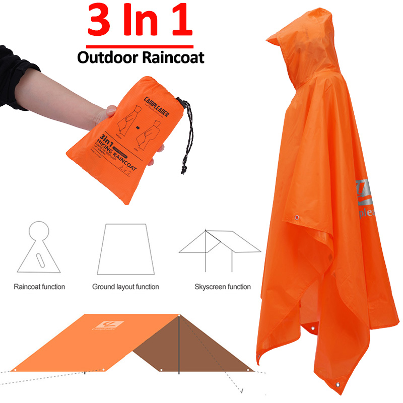 3 In 1 Outdoor Raincoat Hooded - Emergency Poncho Rain ulasan dan harga