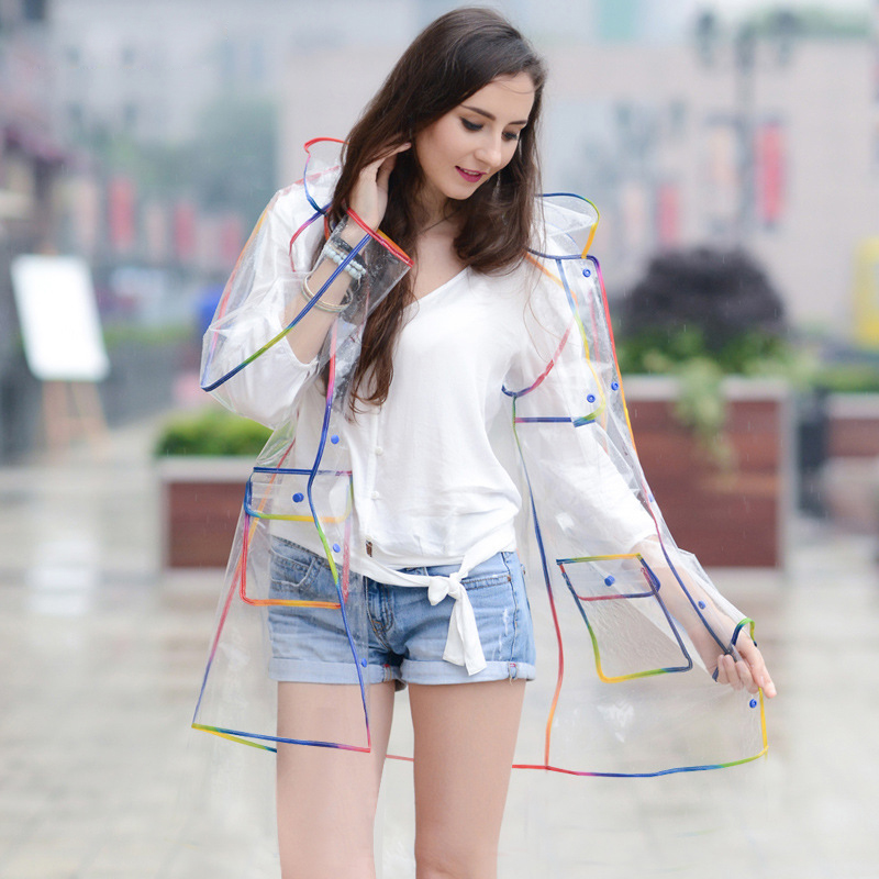 Colorful Rainbow Edge Transpar - Emergency Poncho Rain ulasan dan harga