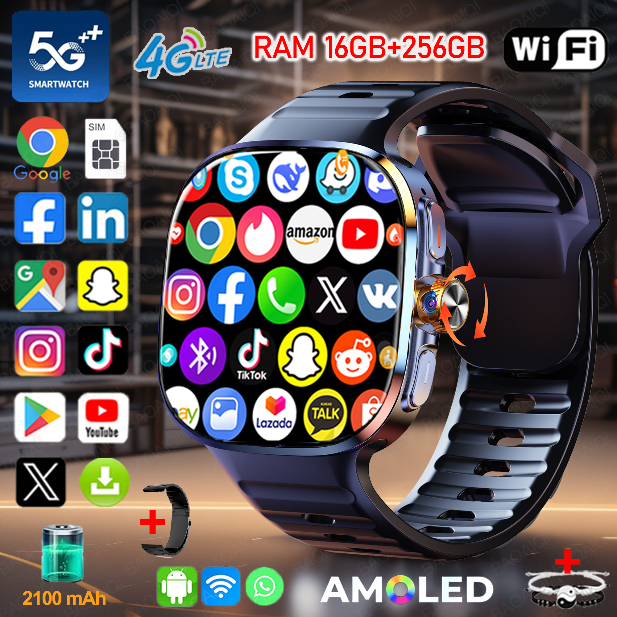 New Large Screen Smartwatch 4G - Compass Lensatic ulasan dan harga