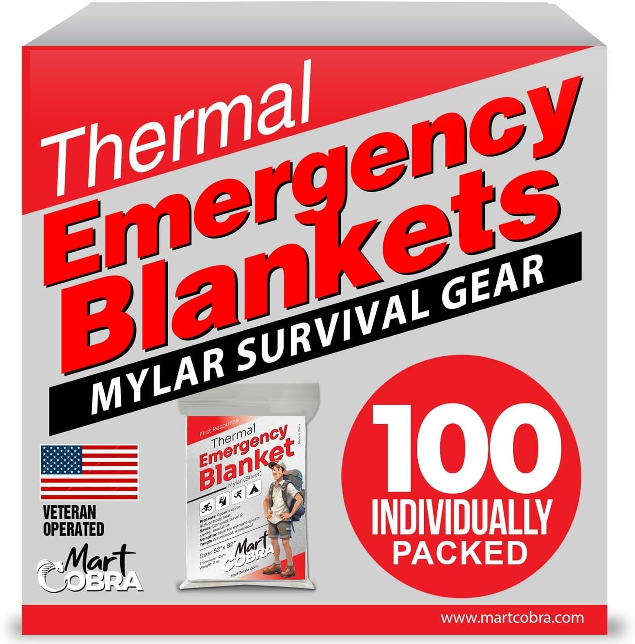 100-Pack Reflective Thermal Bl - Survival Blanket Reflective ulasan dan harga