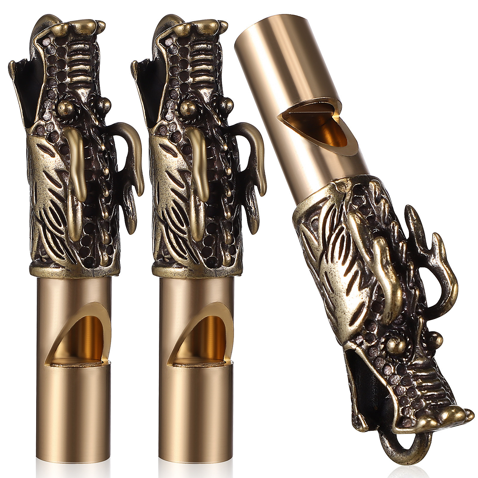 3Pcs Dragon Whistles Brass Vin - Emergency Whistle Loud ulasan dan harga