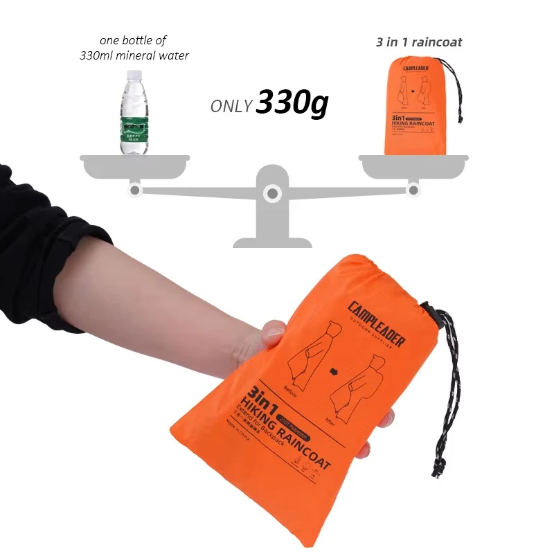 3 In 1 Outdoor Raincoat Hooded - Emergency Poncho Rain ulasan dan harga